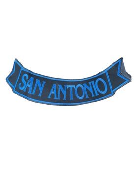 San Antonio Bottom Rocker Biker Patch Black Blue Twill Motorcycle Vest Cut